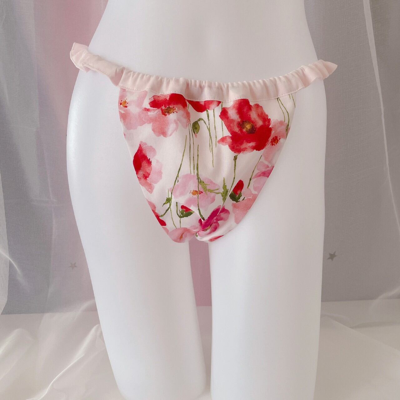 春風に吹かれながら 水彩ポピー赤*:・ﾟ✧》締め付けない下着 Tバック