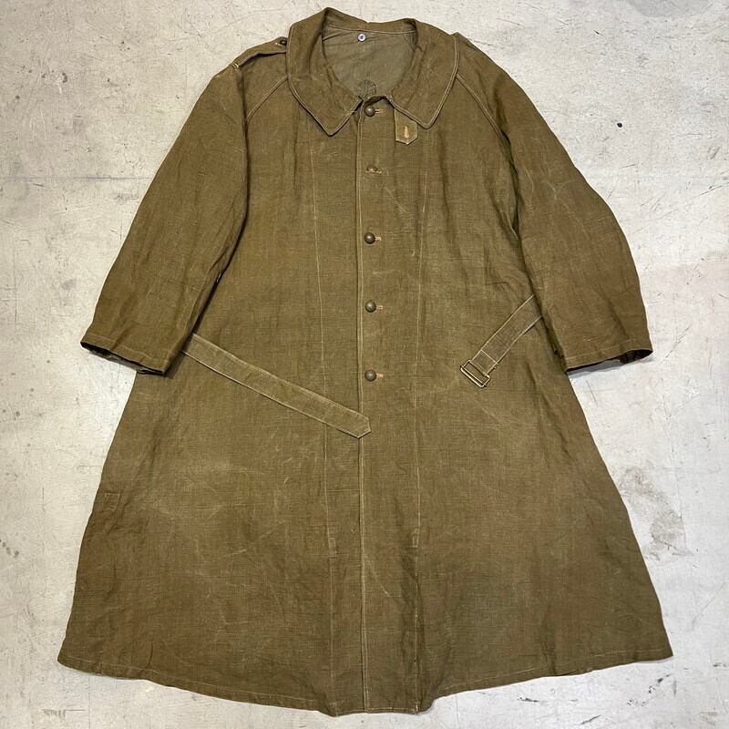 40's フランス軍 リネンモーターサイクルコート オーバーコート フレンチアーミー バイク部隊 1946年 size2 希少 ヴィンテージ BA-2406 RM2825H