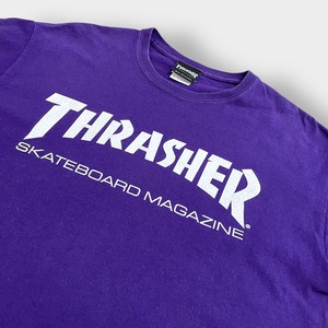 【THRASHER】ロゴ プリント Tシャツ スラッシャー スケボー ボード M パープル 半袖 夏物 US古着