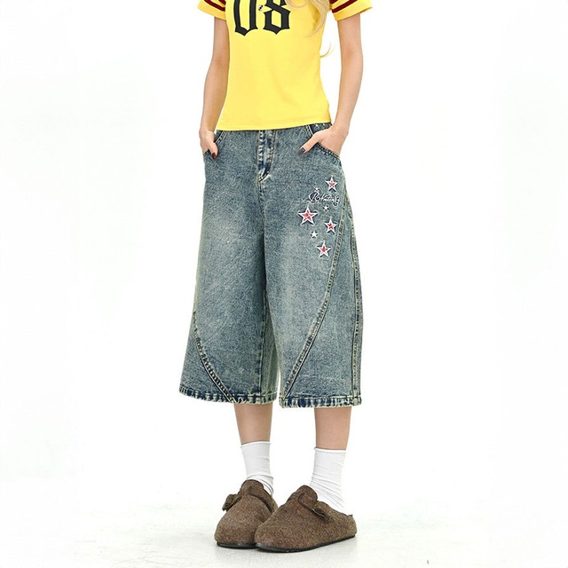 スターラインカーブワイドデニムキュロット 2col   R01735