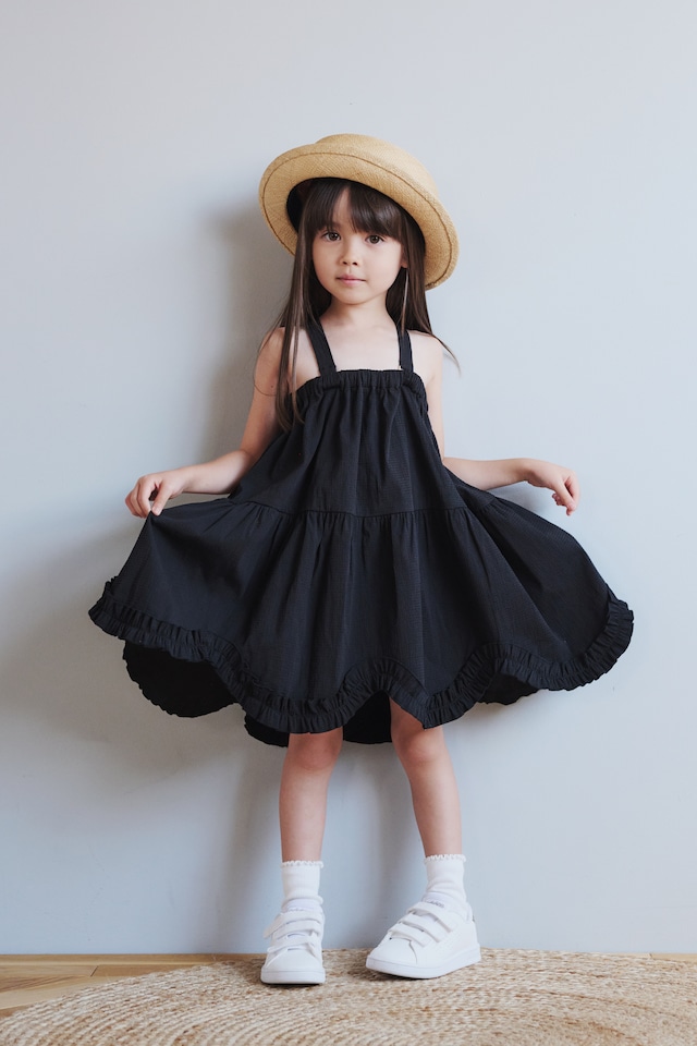 SCALLOPED DRESS BLACK 7M-9Y