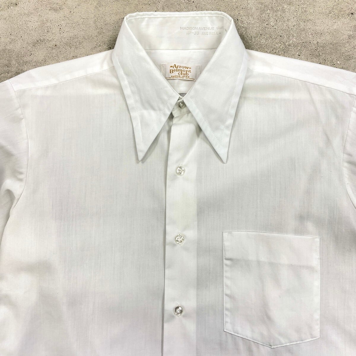 70年代 USA製 ARROW BELMONT CLUB ドレスシャツ 無地 メンズL相当 古着
