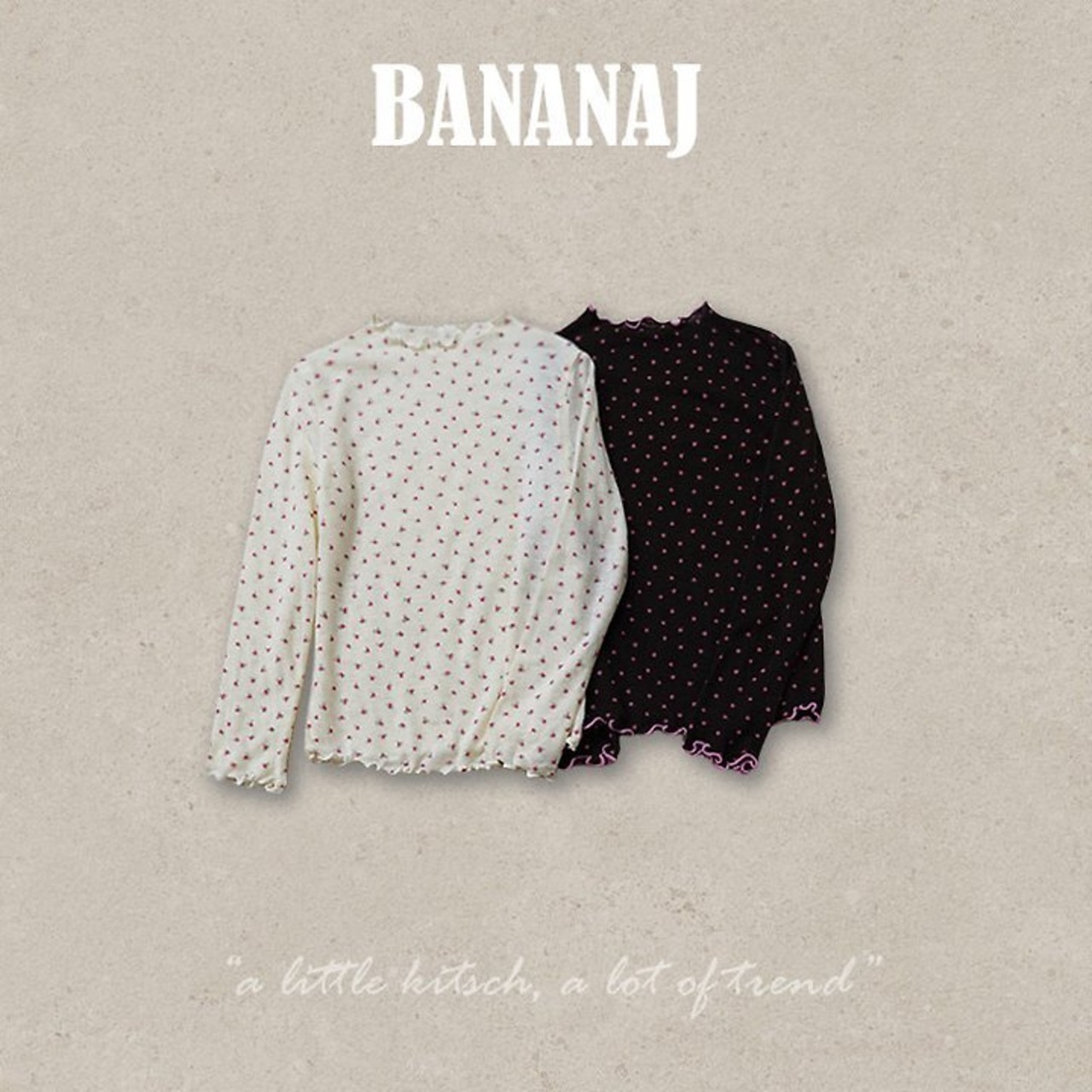 韓国子供服 / BANANA J / 26Autumn / ローズ タートルネックTシャツ / 秋服 / キッズ *XS~JS*