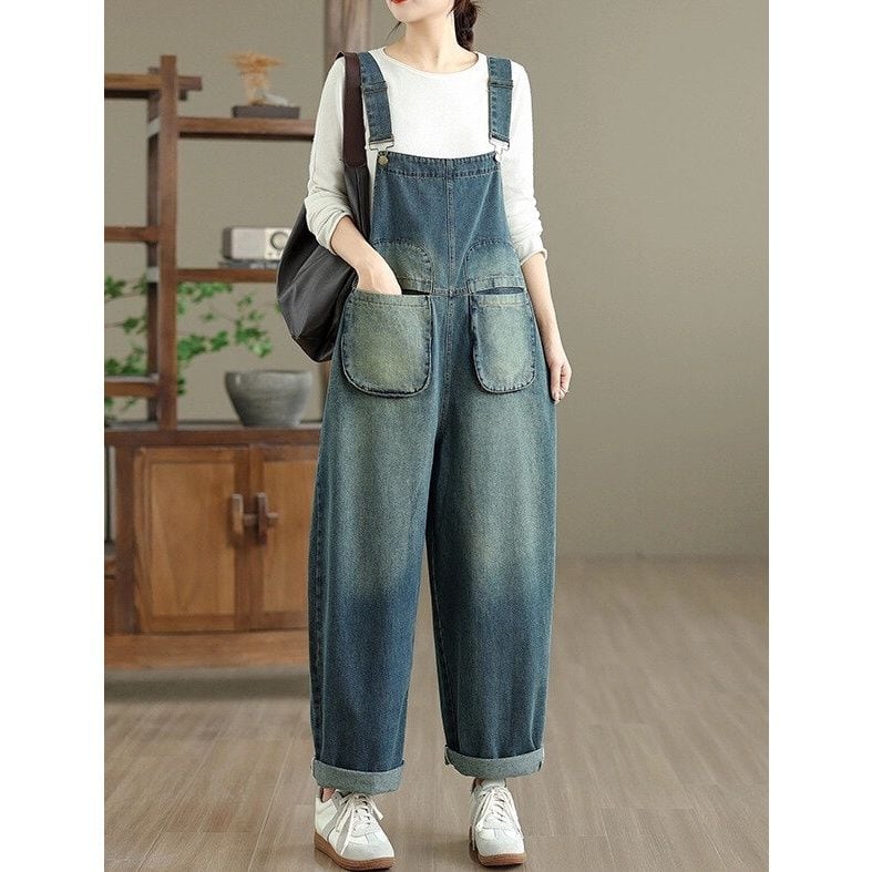 DESIGN POKCKET BLUE DENIM OVERALL 1color M-14749