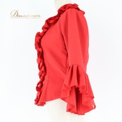 フラメンコ 衣装 エルモサイベリア HERMOSA IBERIA トップス ブラウス レッド系 赤 無地 フリル ボランテ ダンス パーティ 華やか 豪華 舞台 フリルトップス おしゃれ かわいい 衣装用 ダンスウェア ステージ衣装フリルブラウス フェミニン レディース イベント