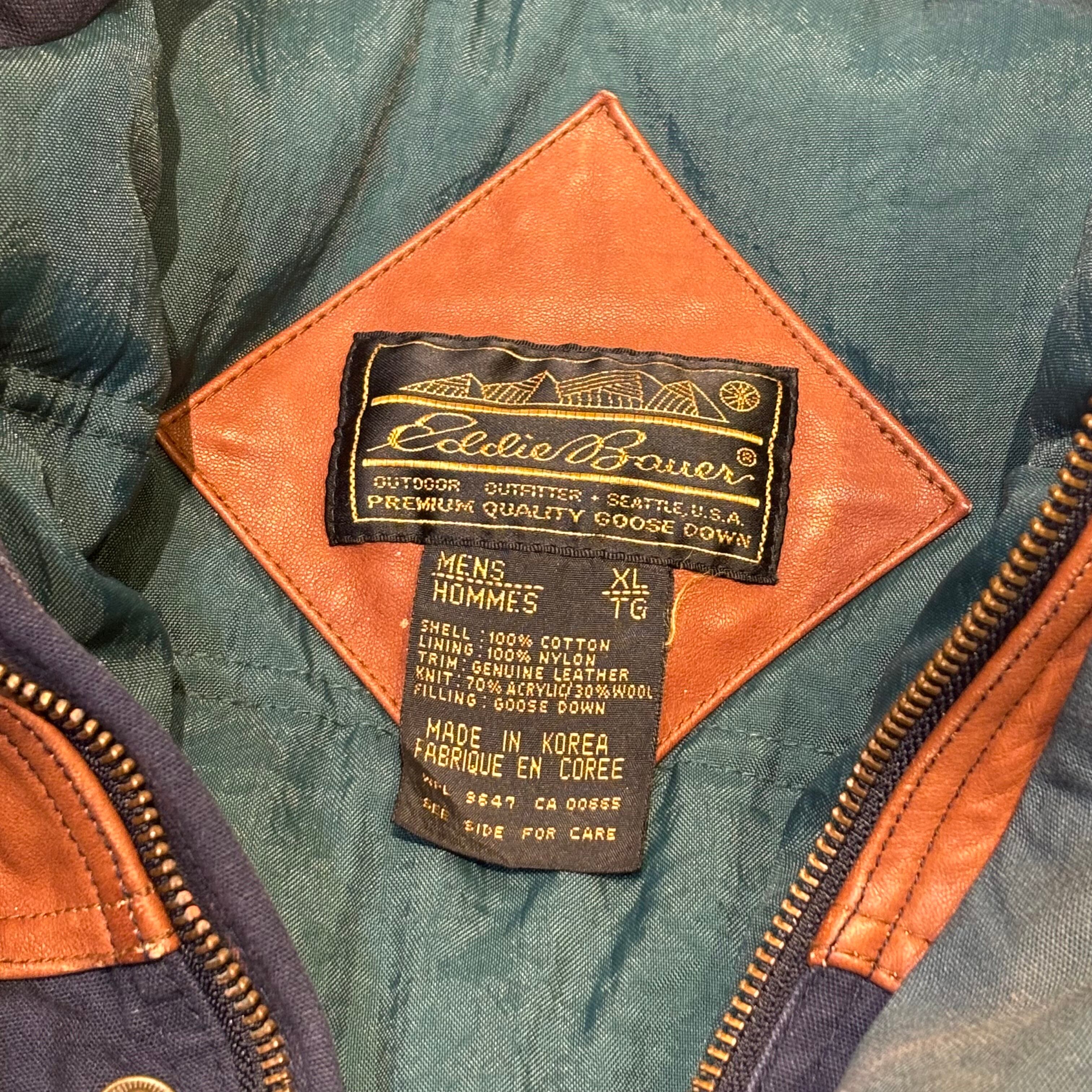 XL” 90年代 Eddie Bauer エディーバウアー ダウンジャケット レザー