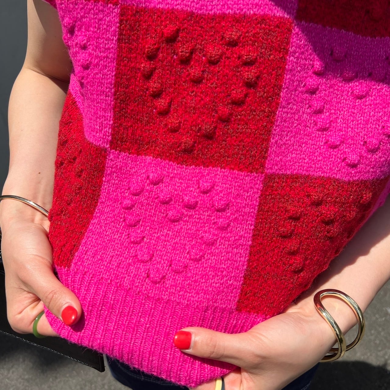 ハートモチーフギンガムチェックニットベスト _LN01294 | lanan(ラナン)