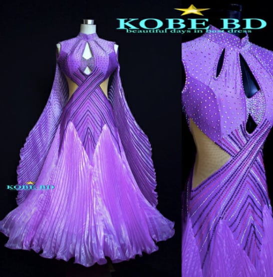 バスト78〜90cm社交ダンスドレス 紫色 - ドレス