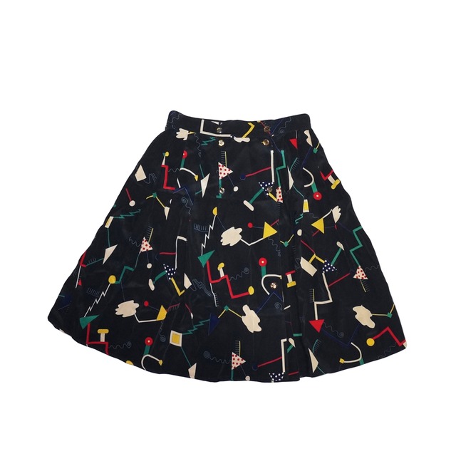 80's vintage. fendi365 printed silk skirt