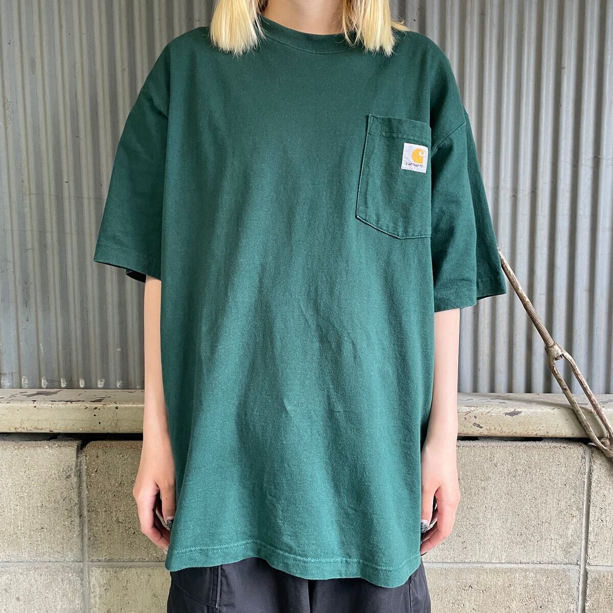 Carhartt カーハート ポケットTシャツ メンズM 古着 ポケT グリーン 緑 
