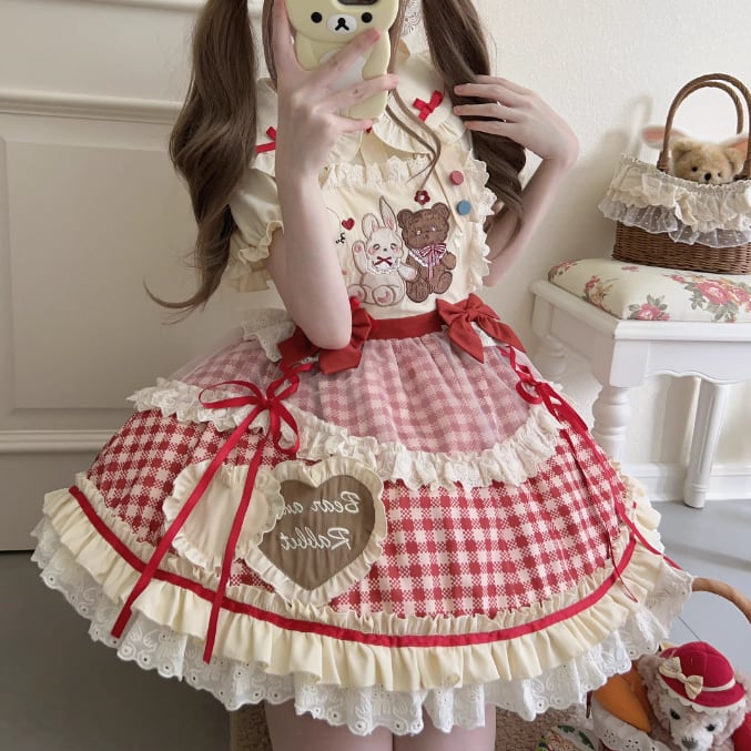 ギンガムチェックワンピースセット