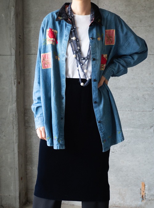 "Bobbie Brooks" 1990s Denim embroidery shirt