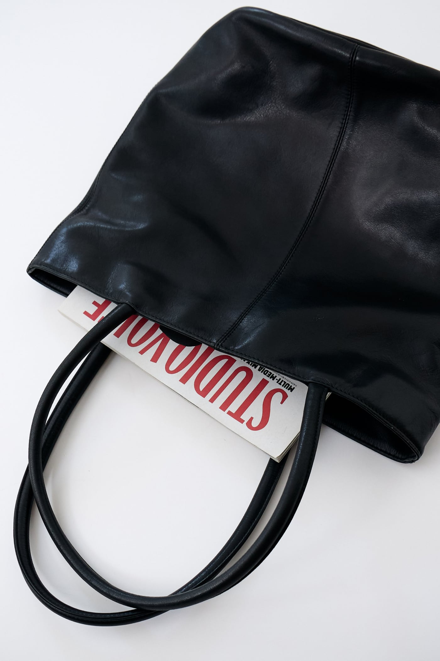 90s サザビー製 agnès b. VOYAGE BLACK LEATHER TOTE BAG | Reben