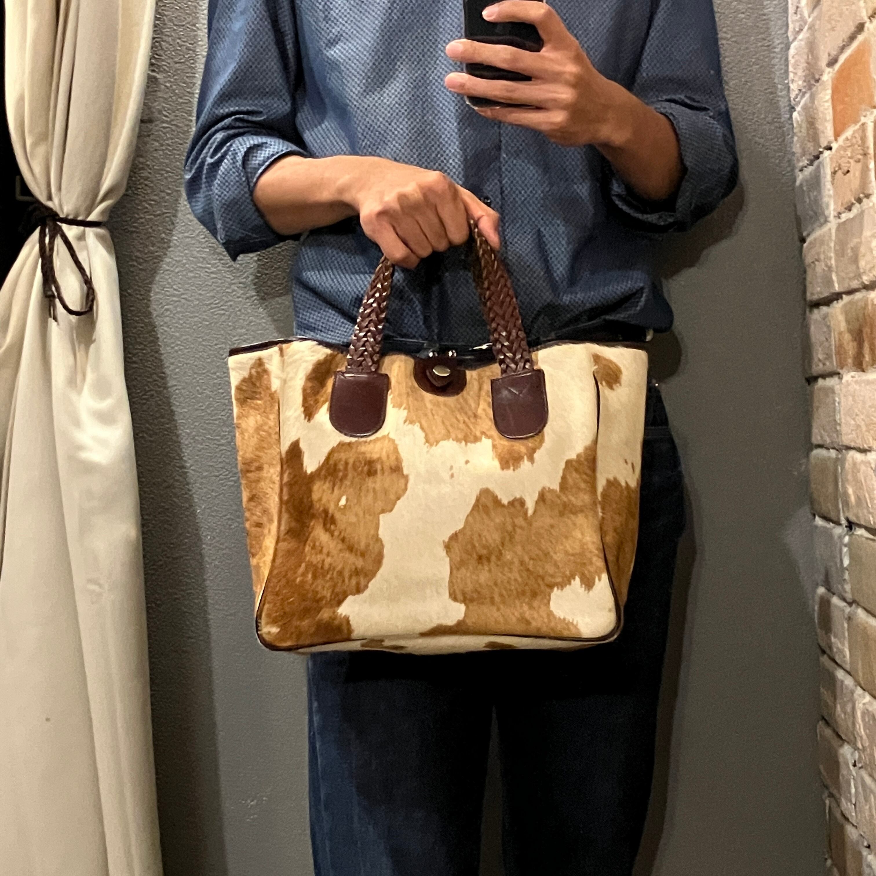 J&M Davidson イングランド製 ユニセックス ハラコ×レザー トート