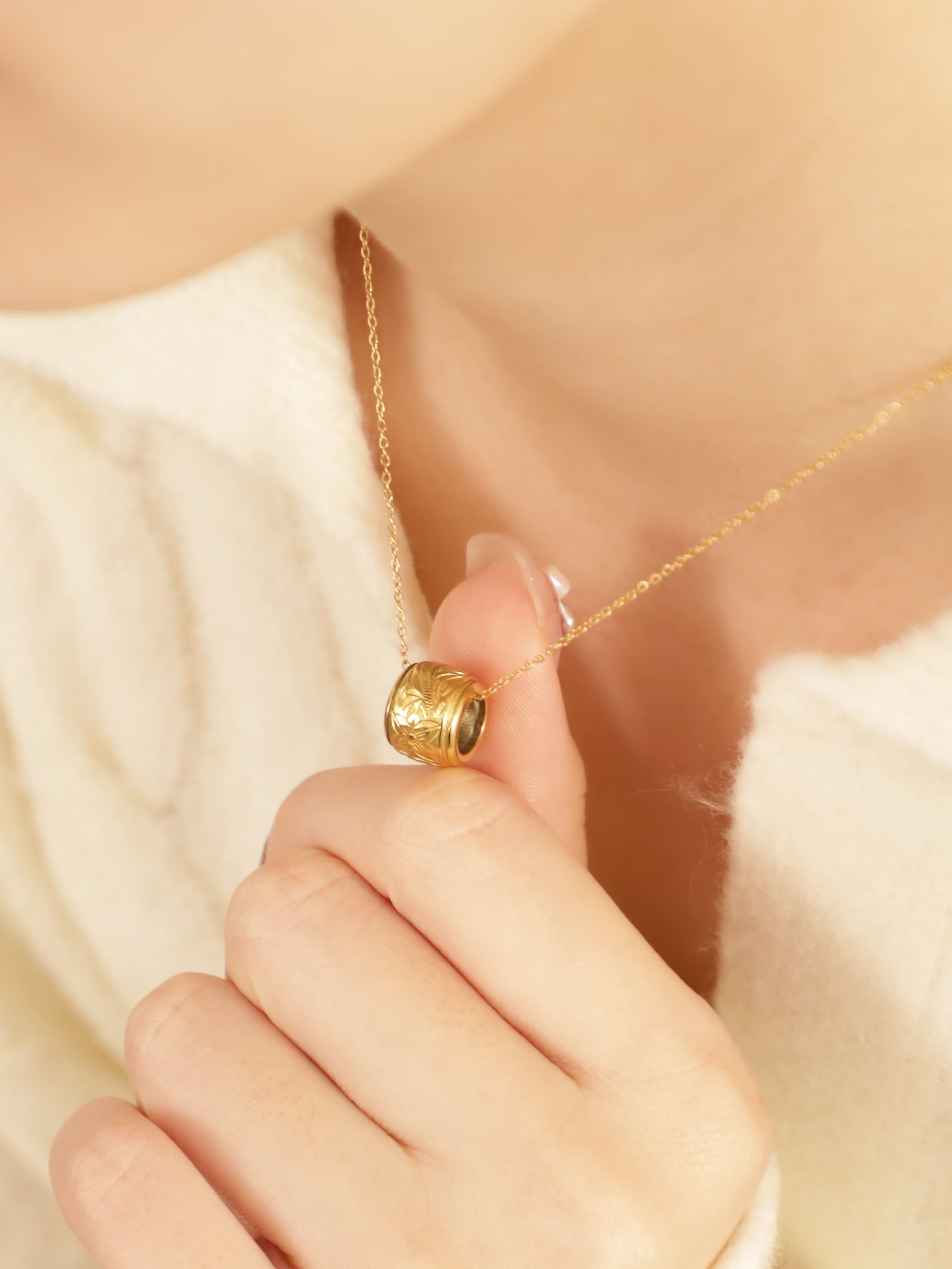 316L hawaiian barrel necklace #n55