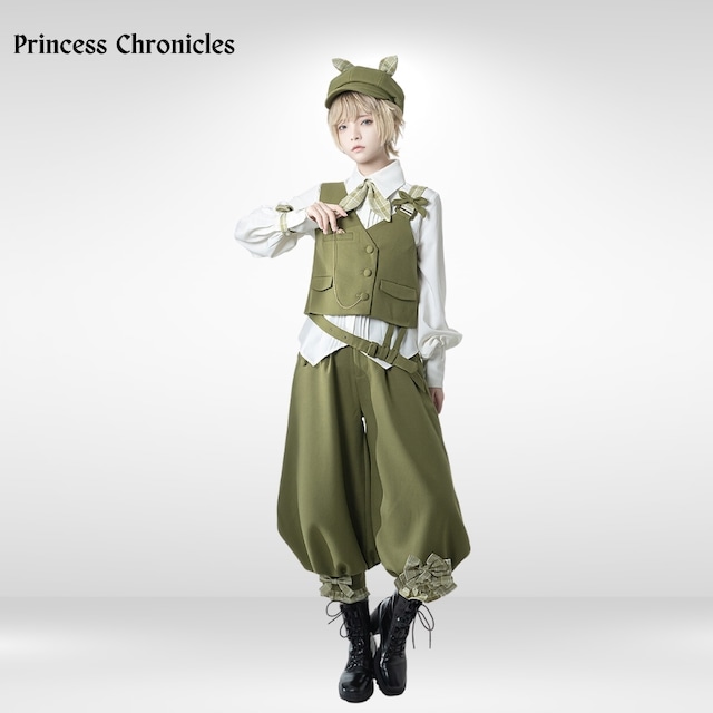 With U 王子系 ブランド princess Chronicles ゴスロリ系 セットアップ 3点セット シャツ ベスト クロップドパンツ 上品 かわいい イベント 舞台衣装