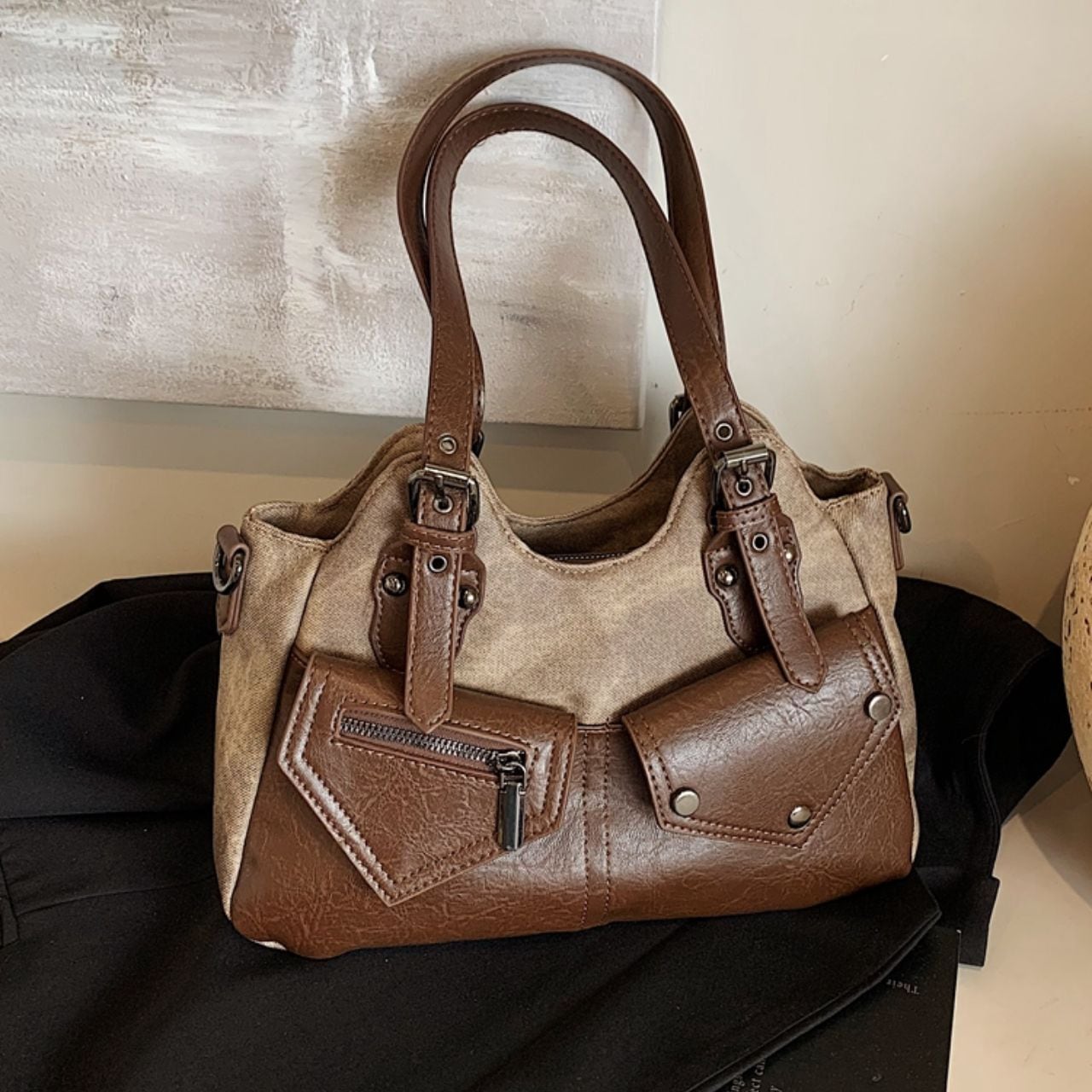 ヴィンテージ調 2WAYショルダー付きハンドバッグ Ln00192