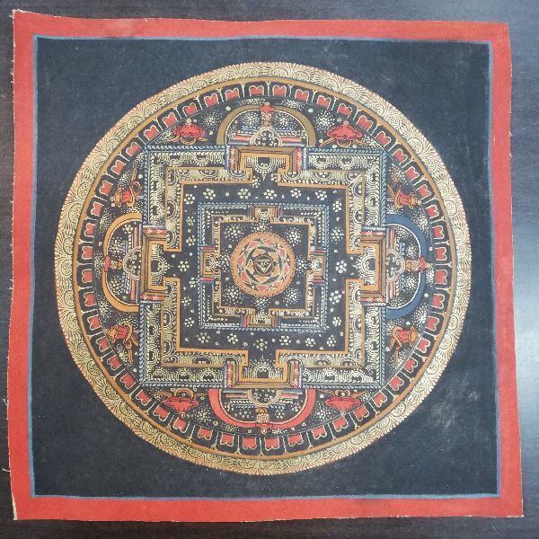 マンダラ 曼陀羅 タンカ ヤントラ 25.5×25.5cm 仏画 チベット 手描き 