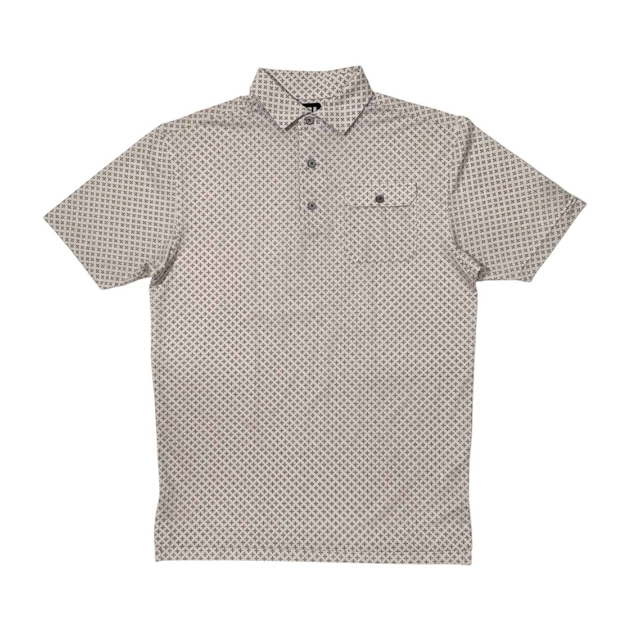 美品 Foot Joy フットジョイ ゴルフ 総柄 ドライ ストレッチ 半袖 ポロシャツ サイズ L /メンズ/スポーツ/ホワイト