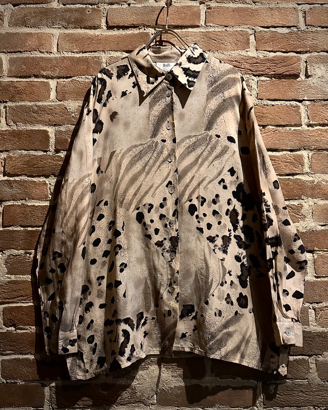 【Caka act3】Animal Pattern Vintage Loose L/S Shirt