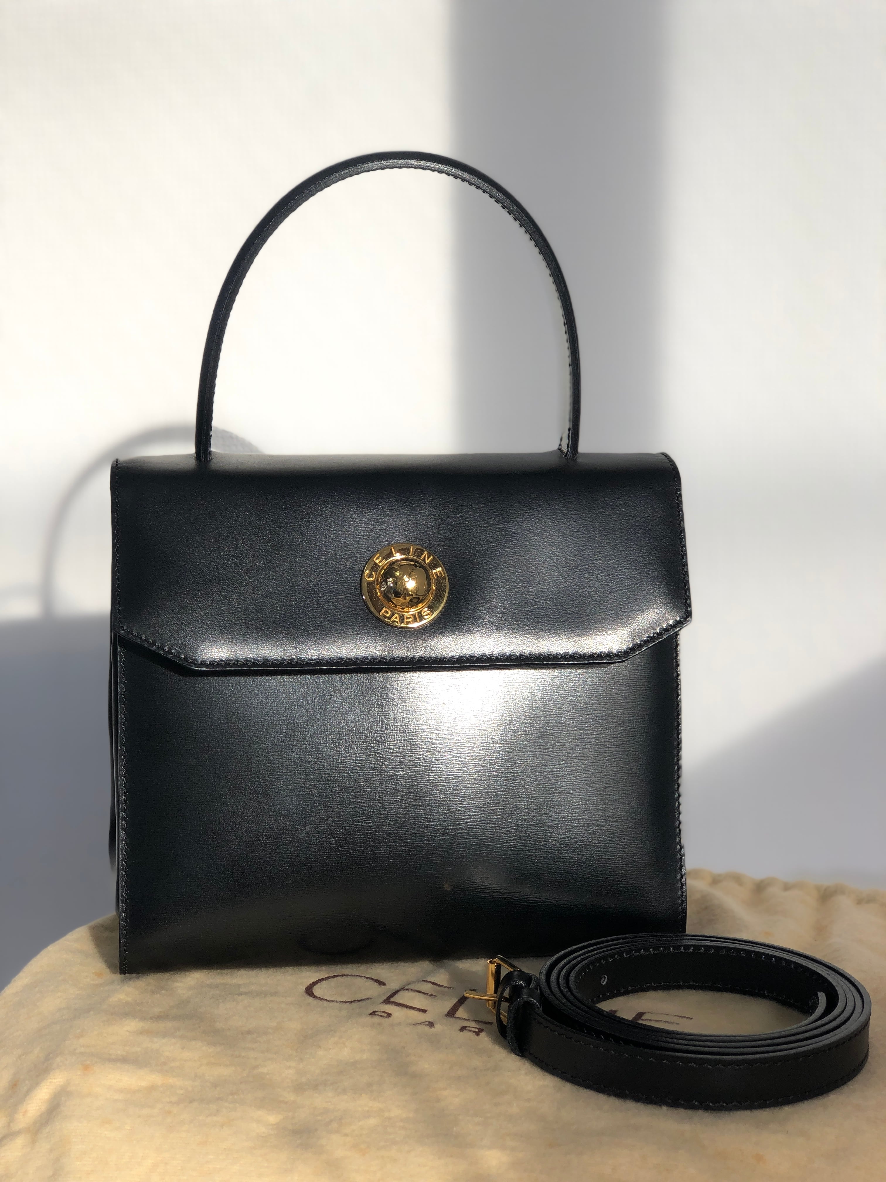 CELINE セリーヌ スターボール レザー 2way トップハンドル ショルダーバッグ ブラック vintage ヴィンテージ オールド  jrwffj | VintageShop solo powered by BASE