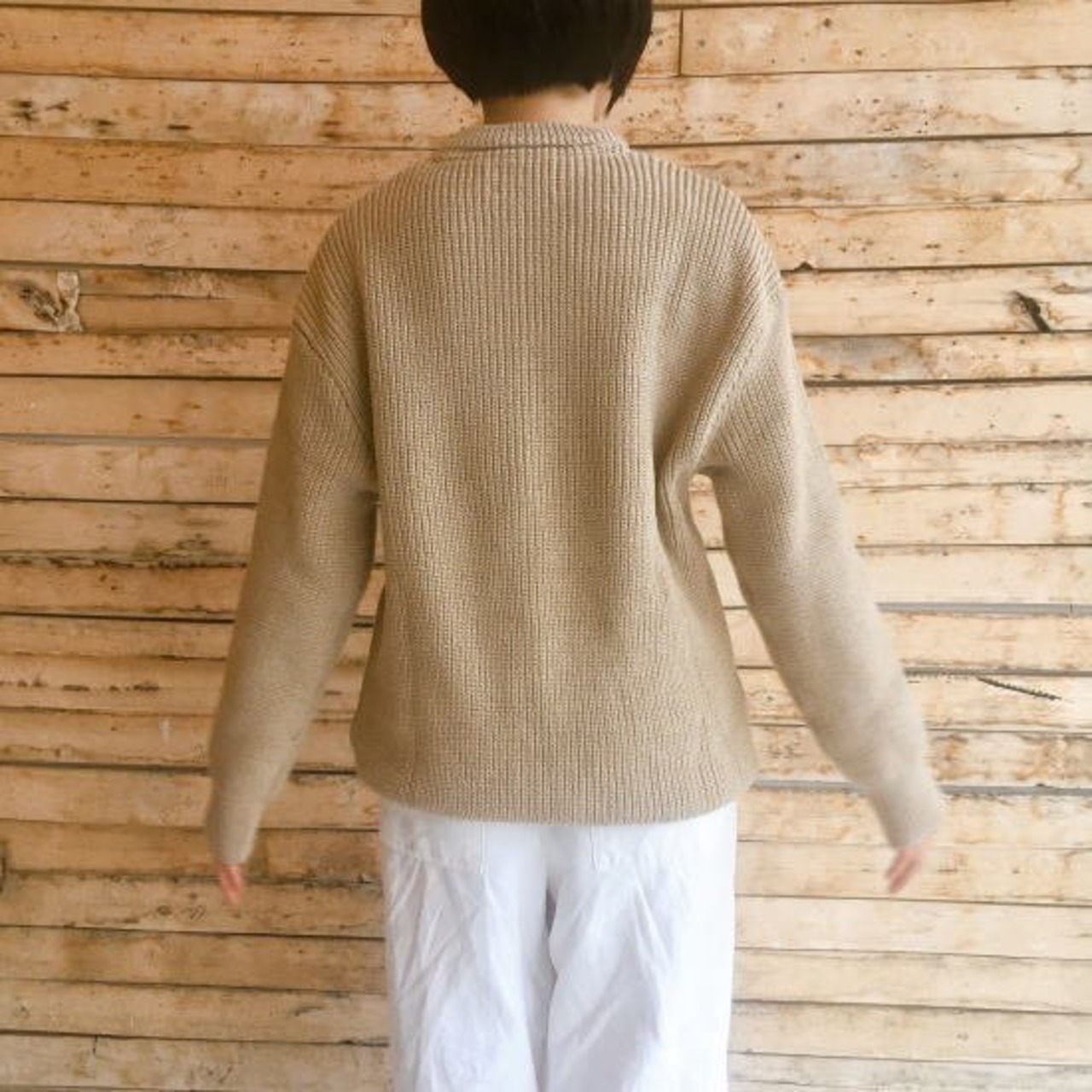 TOPANGA LADY'S コットン畦ニット ベージュ