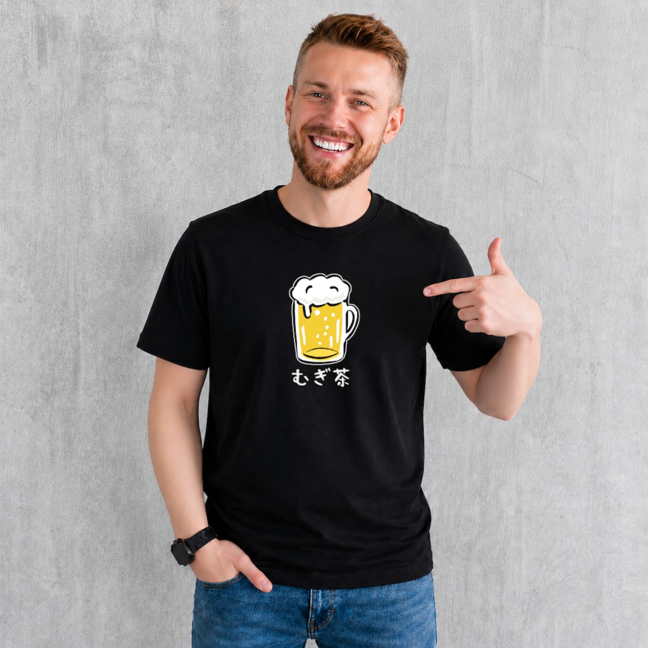 むぎ茶 ビール 生中 Tシャツ 半袖 白 黒 大阪名物 なんでやねん ギャグ 