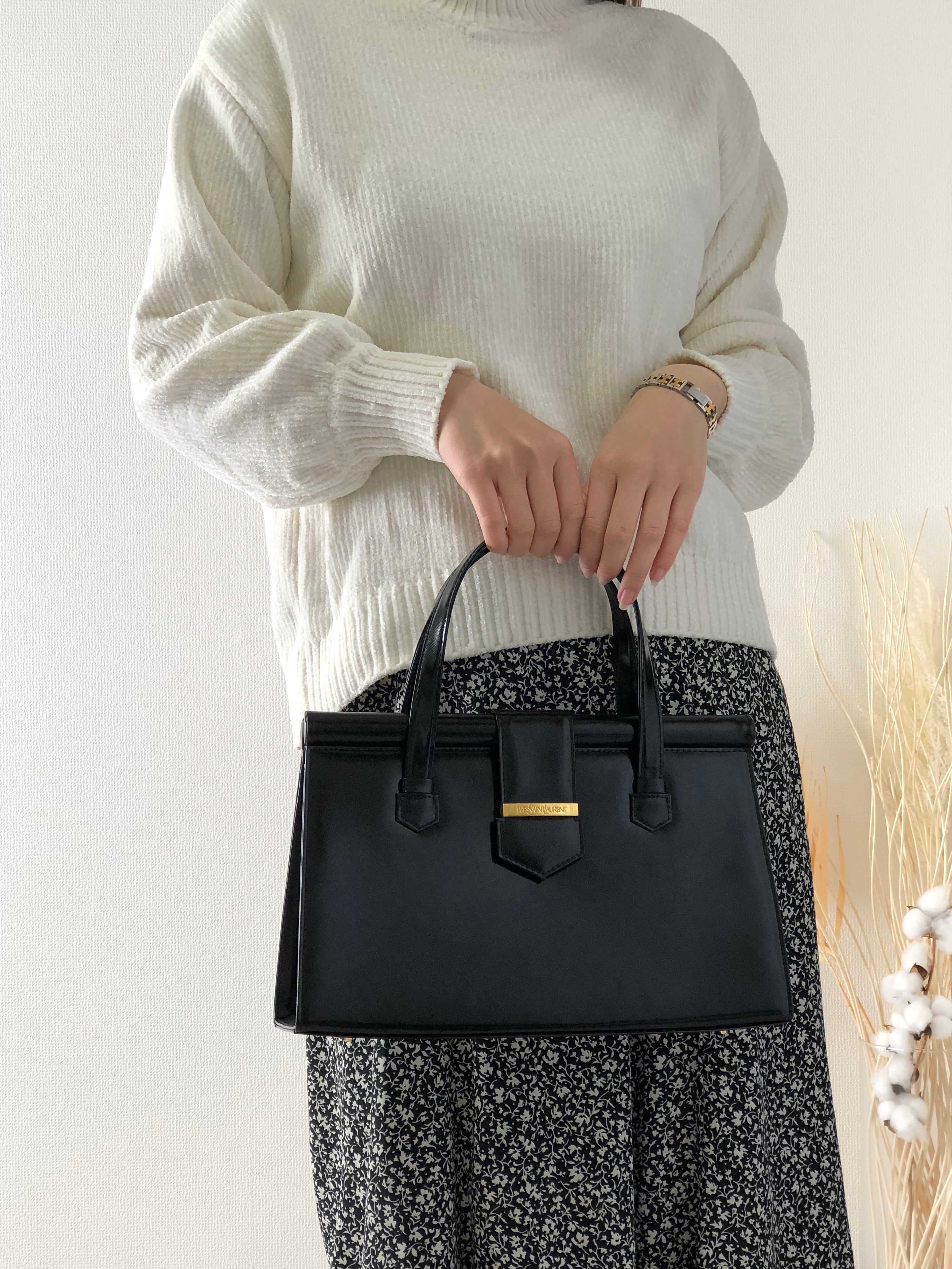 Yves Saint Laurent イヴ・サンローラン YSLロゴ レザー ハンドバッグ