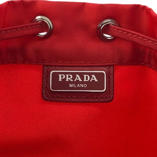PRADA プラダ ハンドバッグ レッド トライアングルロゴ ナイロン 巾着 vintage ヴィンテージ オールド 8aunpv