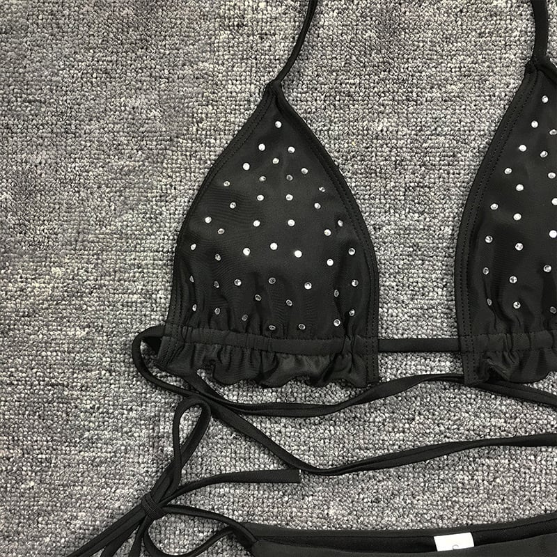 水着 レディースクリスタルラインストーンビキニサマーウェスト 夏物