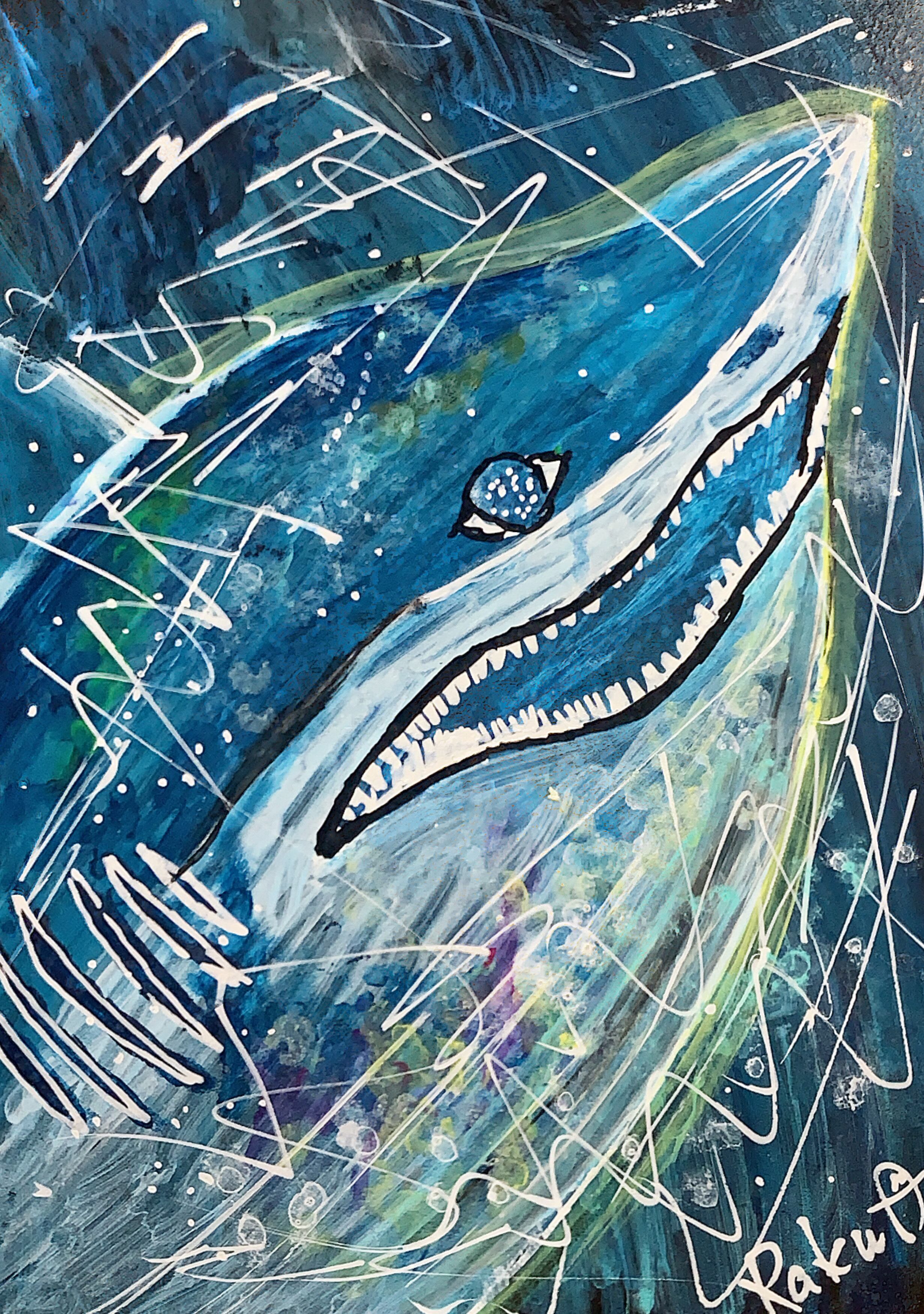 油絵 「サメ」 F4キャンパス