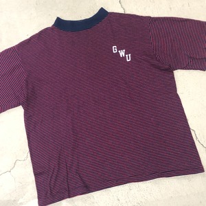 ⊕1960'S CHAMPION BORDER TEE L "GWU,フロッキー"