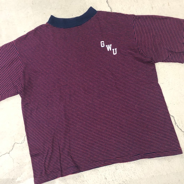 ⊕1960'S CHAMPION BORDER TEE L "GWU,フロッキー"