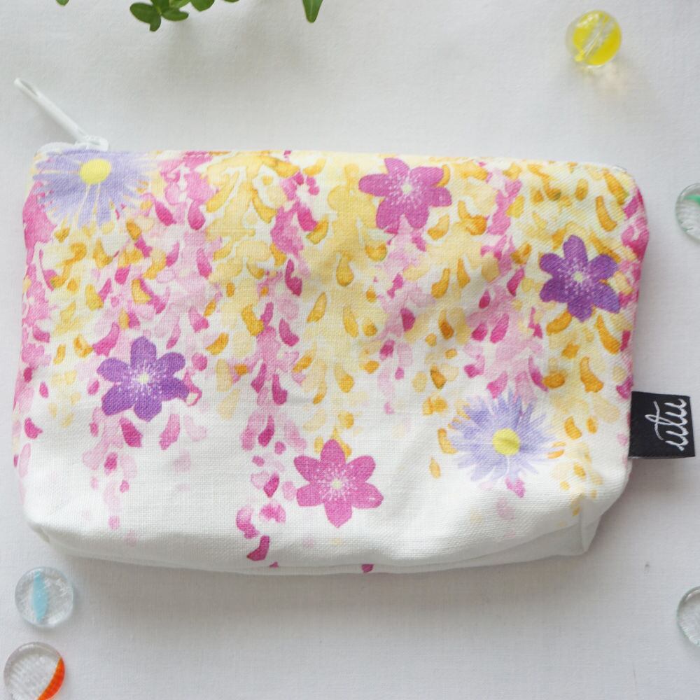 295 ジッパーポーチFuji Pink(ピンクの藤の花)