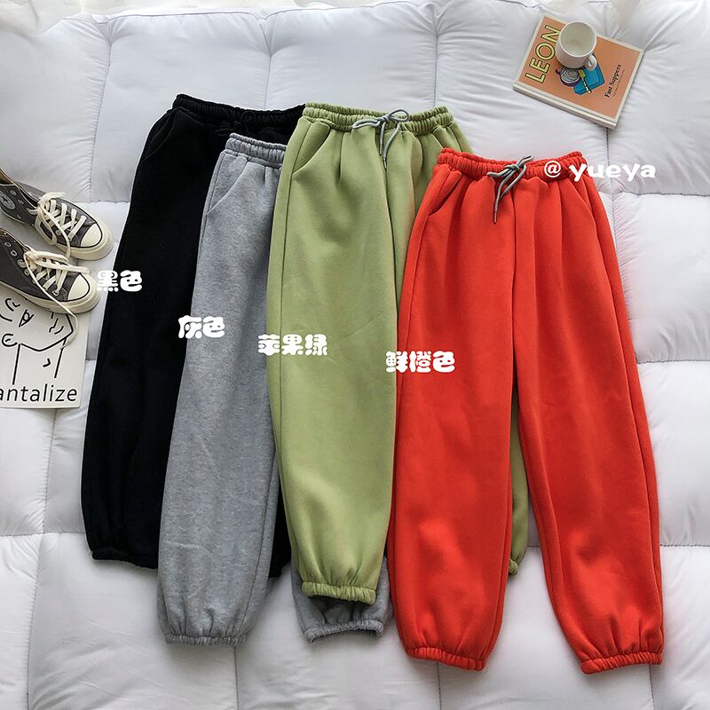 クレセントシティパンツウィメンズ2020バージョンの秋冬プラスベルベット厚手のルーズタイトウエストルーズウエストワイドレッグパパパンツ クレセントシティ77428839608