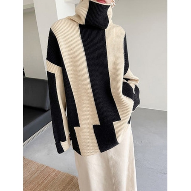 big stripe turtleneck knit 10327