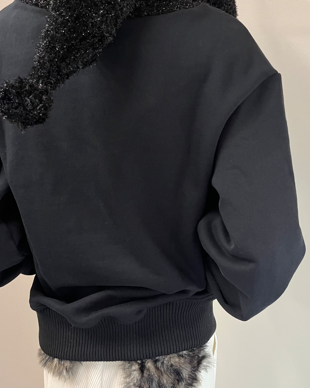 【26/AW Oscar Ouyang】Black/Black knit sparkly sleeping hat hoodie