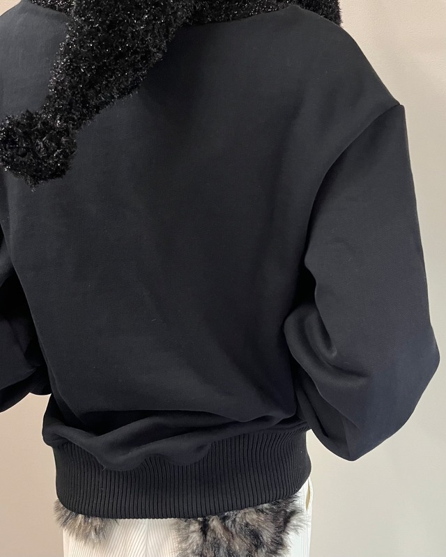 【26/AW Oscar Ouyang】Black/Black knit sparkly sleeping hat hoodie