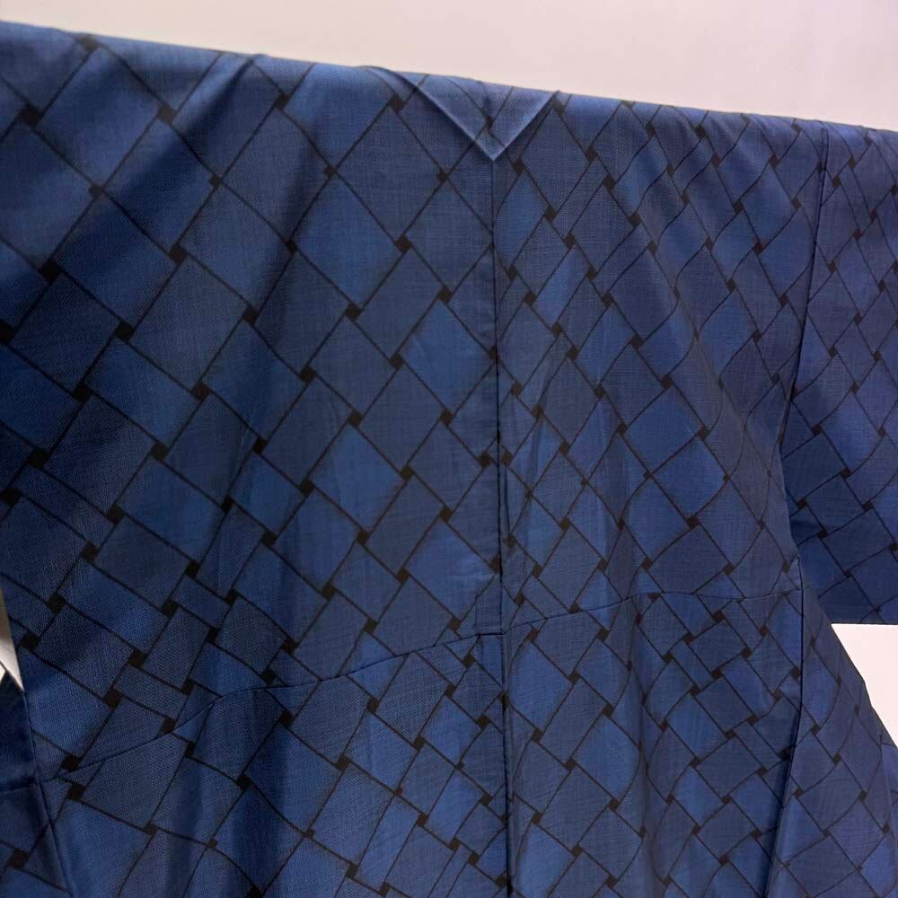 大島紬 12マルキ 藍泥染大島 本場大島紬 お洒落着 普段着 正絹 裄63cm 身丈160.5cm 美品 リサイクル着物 S サイズ 5388