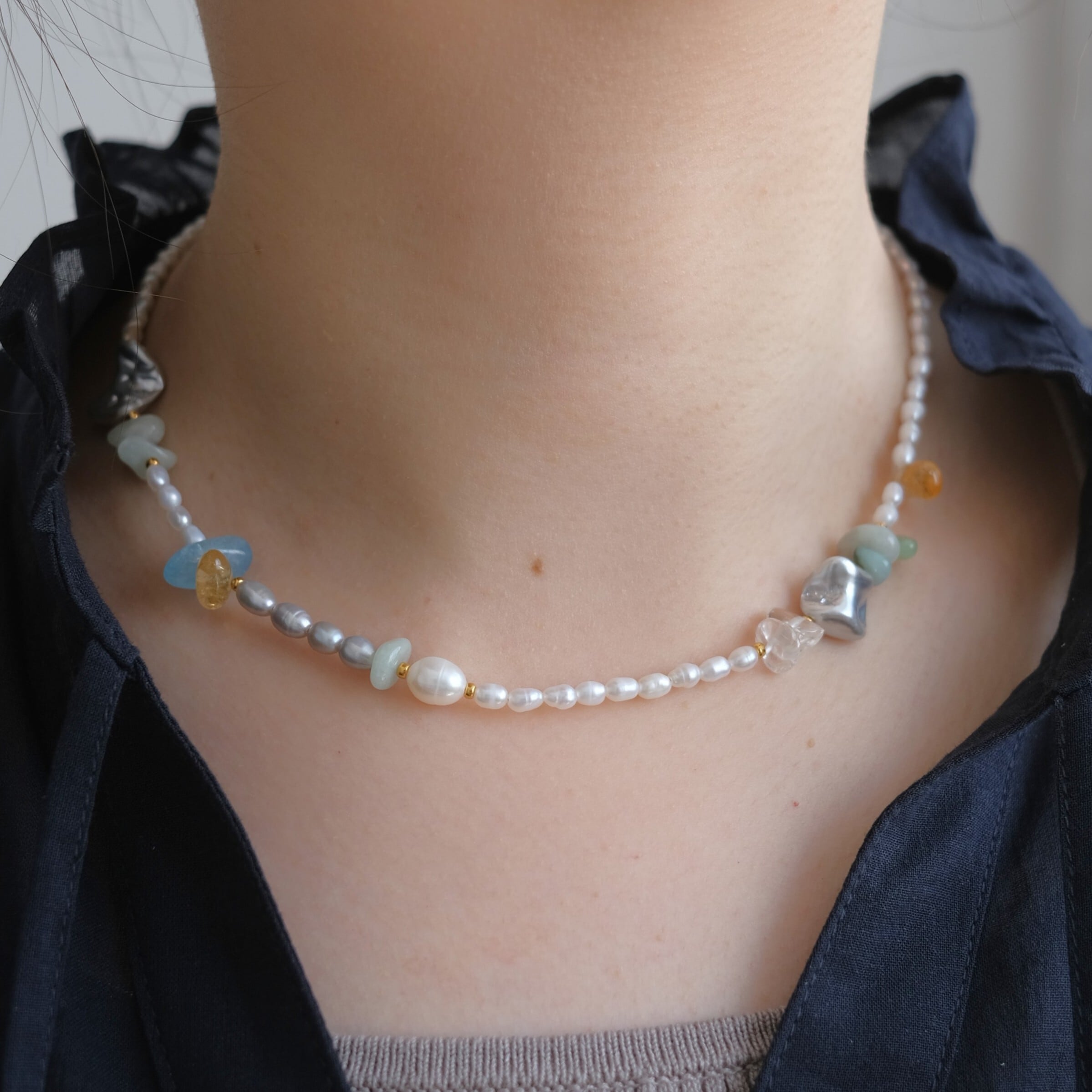 kuldi og hlýja bracelet 淡水バロックパール 天然石ブレスレット 翡翠