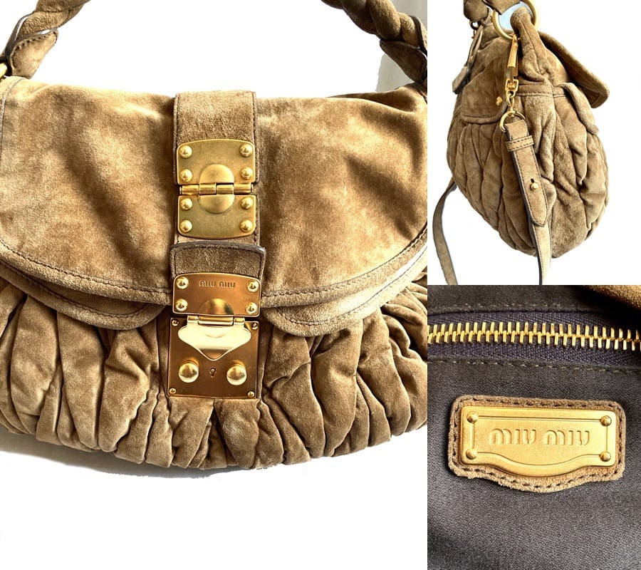 美品 名作 MIUMIU ミュウミュウ マテラッセ ロゴ 2way レザー