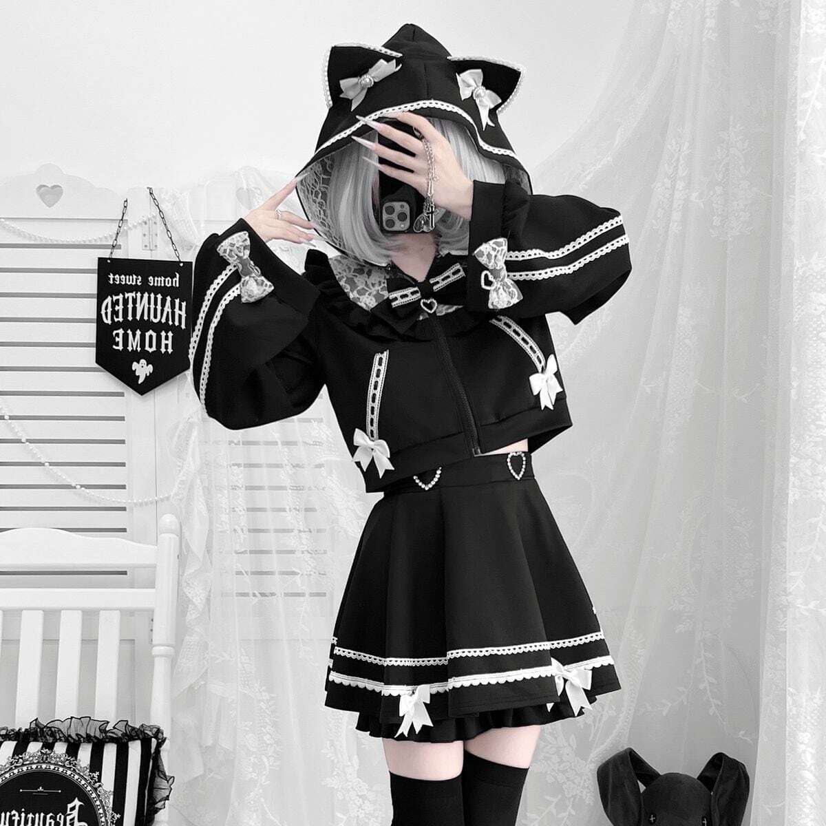 With U ゴスロリ セットアップ リボン 地雷系 量産型 ゴシック ロリータ With U ゴスロリ セットアップ リボン 地雷系 量産型 ゴシック
