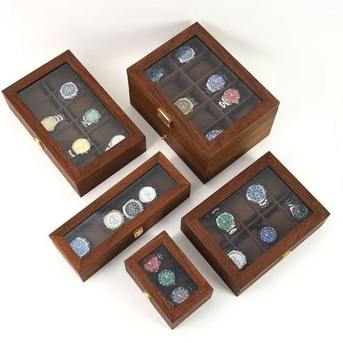 木製 時計ケース 木製収納 アクセサリー収納 小物入れ ケース 収納箱 ドレッサー収納 腕時計 ウォッチ コレクションケース リビングルーム 蓋付き オフィス ギフト 父の日 ３枠