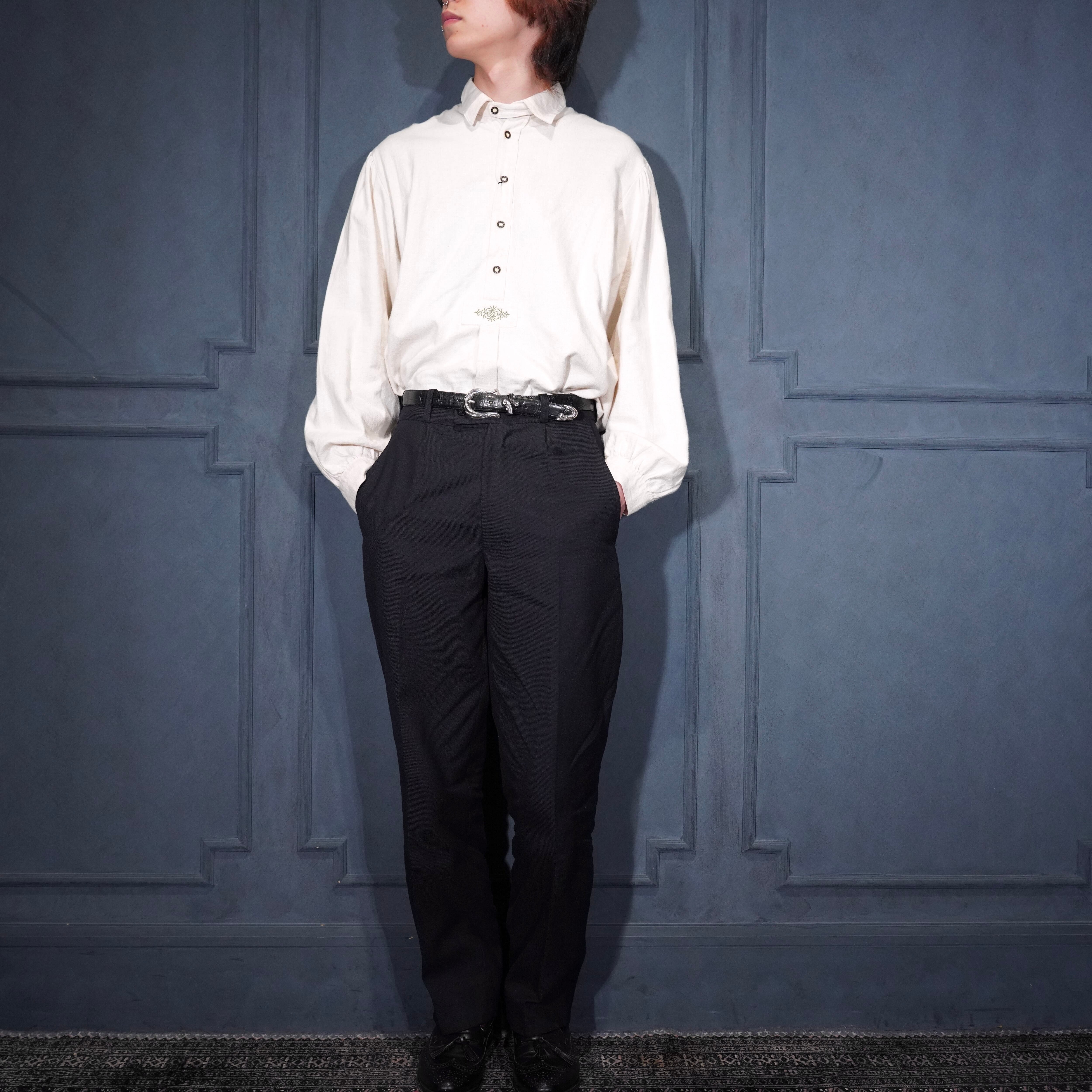 70's EU VINTAGE MICHIELSENS TUCK DESIGN WOOL SLACKS PANTS/70年代