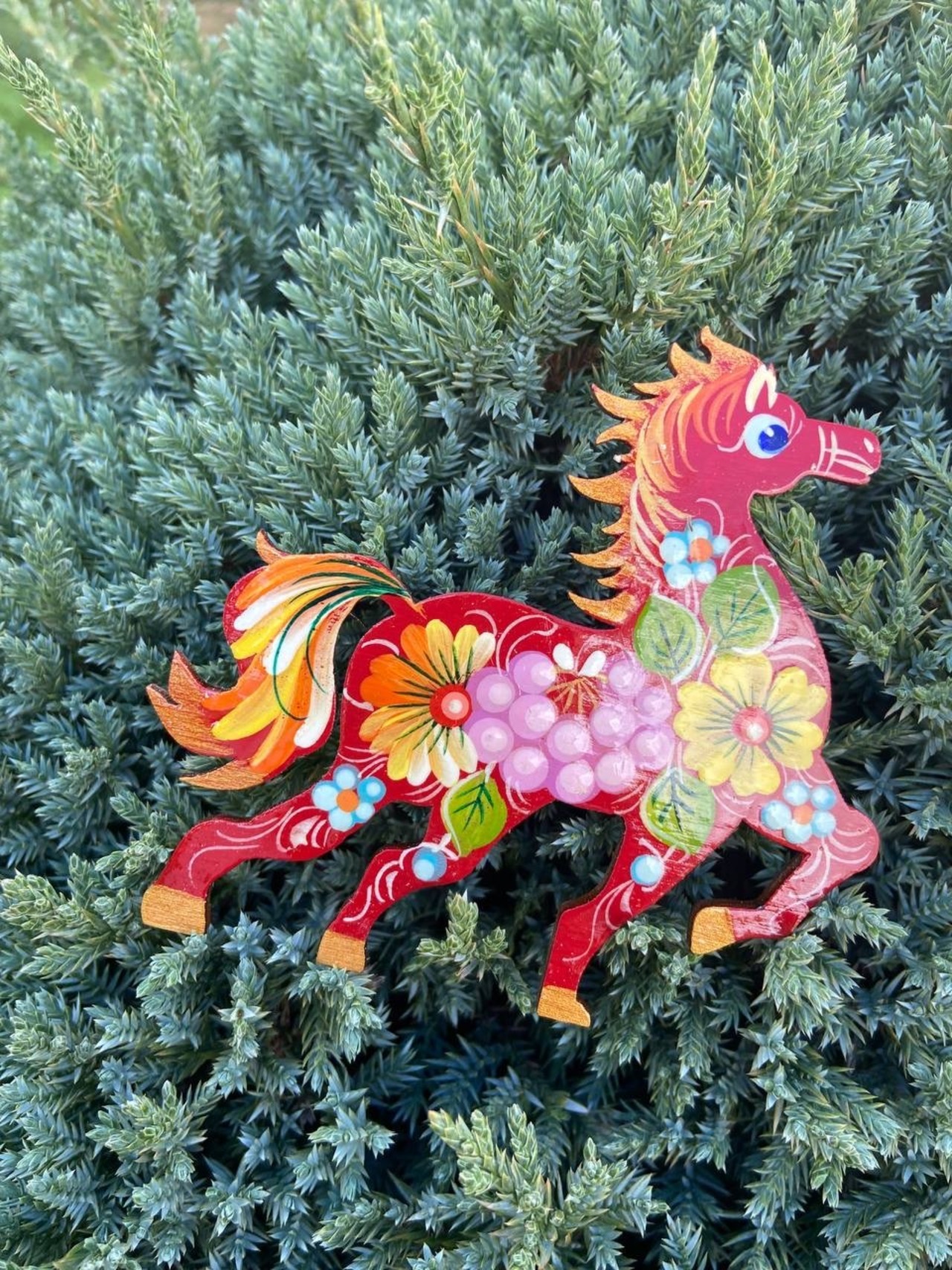 ペトリキフカ塗りのマグネット 2026/午年モデル　馬（Khomenko製作） - 3