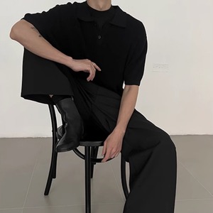 シンプルモードニットポロシャツ　0774