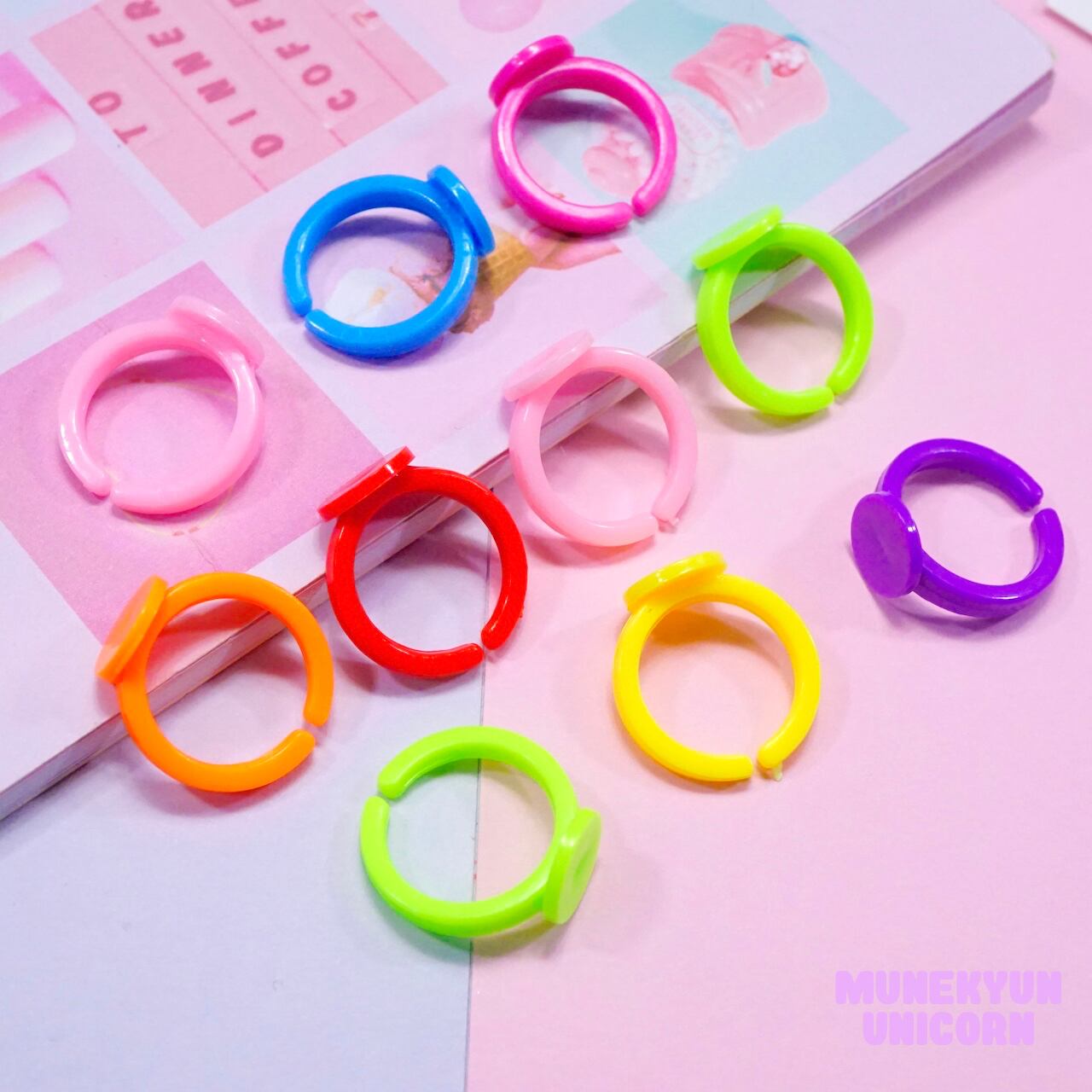 D080【10個セット】キッズリング パーツ 【ミックスカラー/単色