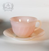 Fire King ファイアーキング ピンクスワール カップ&ソーサー【s0209】