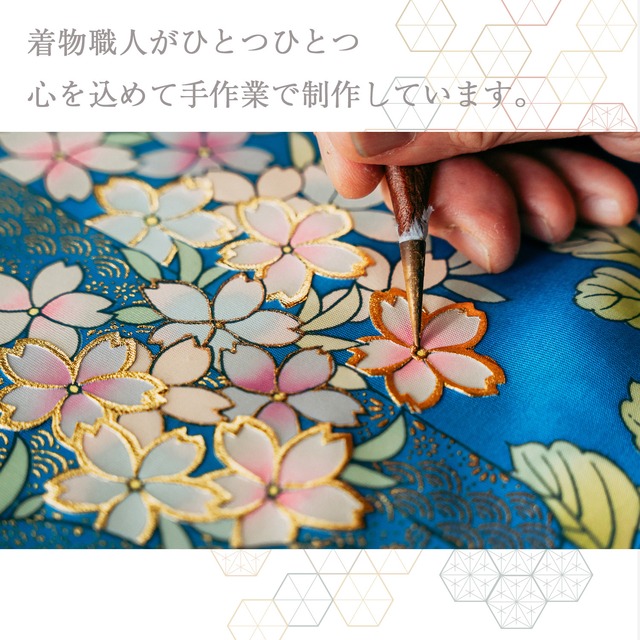 金彩クッション / 黒地に丸花と光琳鶴　螺鈿仕様