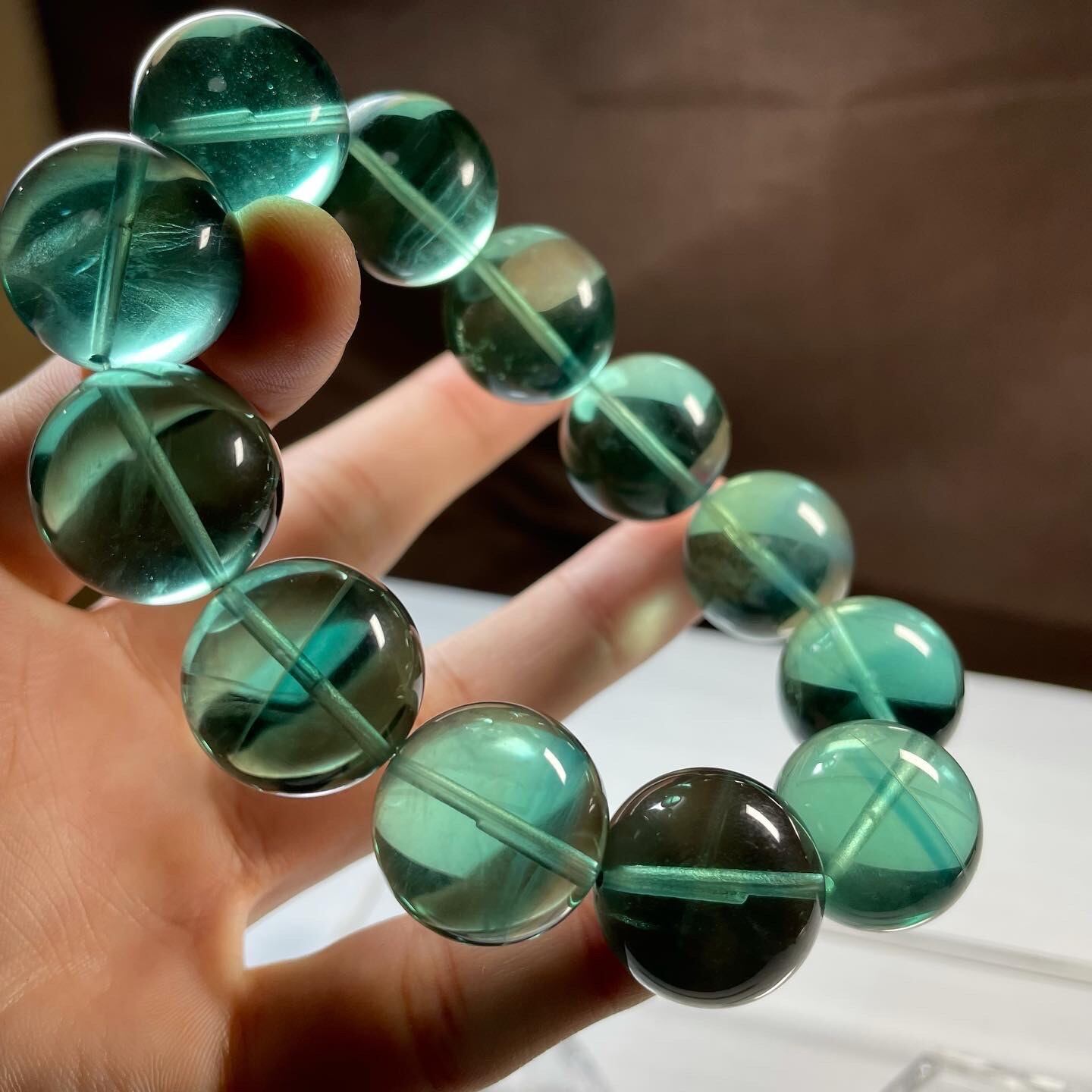 超透明！希少な大玉☆前後約18mm ビー玉グリーンフローライト